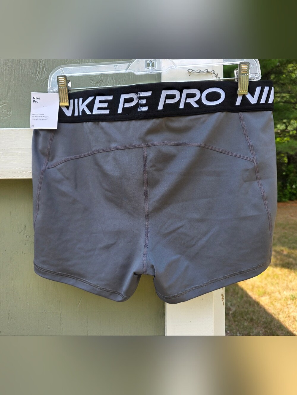 Nike Pro Women's Gray Compression Bike Shorts with Branded Waistband #SHO4 - Picture 3 of 11